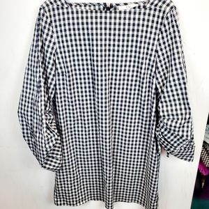 TIBI checkered plaid dress with puffed sleeves SZ 8